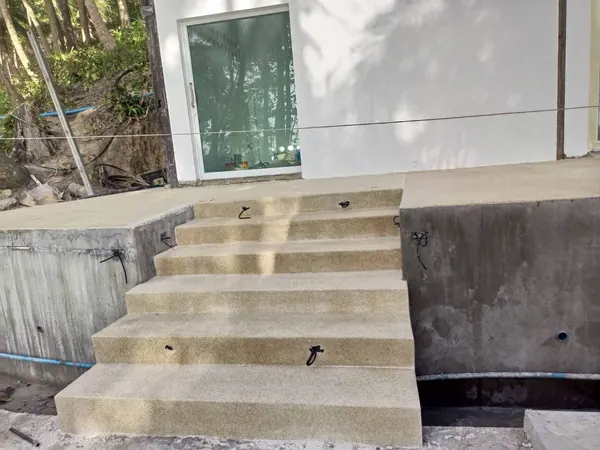 Banana Beach, Phuket — Bar and Terrace Floors — the steps in PebbleCrete Supreme Gold Rush