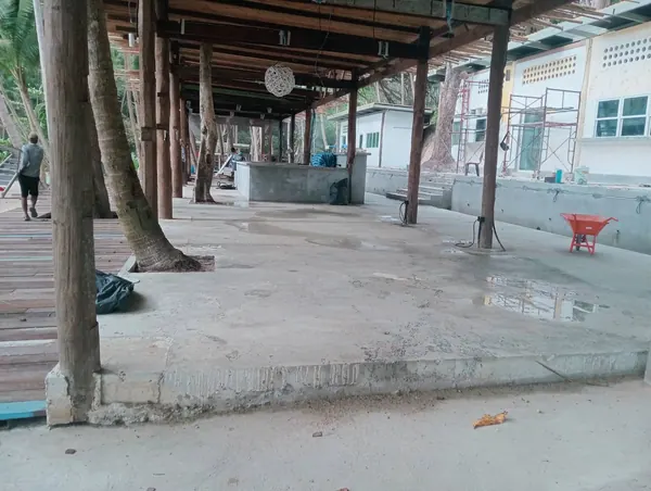 Banana Beach, Phuket — Bar and Terrace Floors — the bar floor slab before the finish