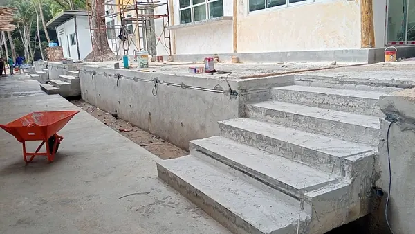 Banana Beach, Phuket — Bar and Terrace Floors — the concrete steps before the finish
