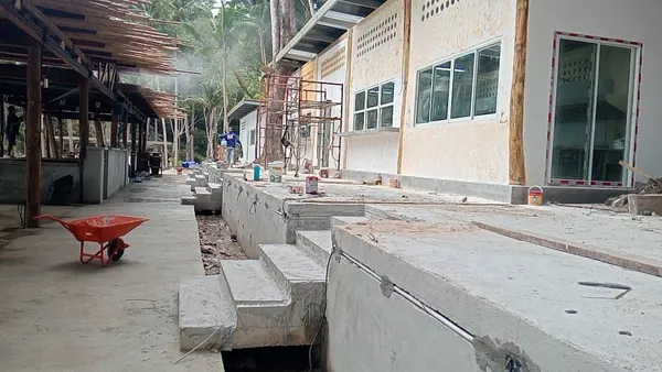 Banana Beach, Phuket — Bar and Terrace Floors — the steps and terrace edge before the finish