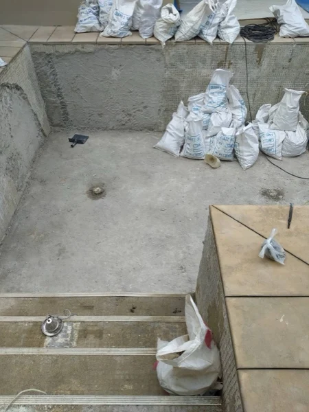 Private Residence, Bang Tao — the pool stripped, rubble bagged