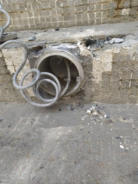 Private Residence, Bang Tao — an old fitting uncovered in the stripped wall