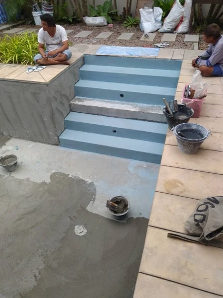 Private Residence, Bang Tao — the steps finished, the floor under way