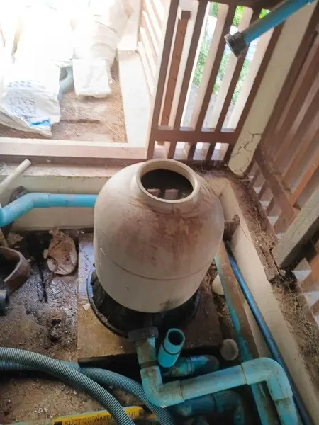 Beachfront Villa, Laguna — the old filter opened up in the pump room