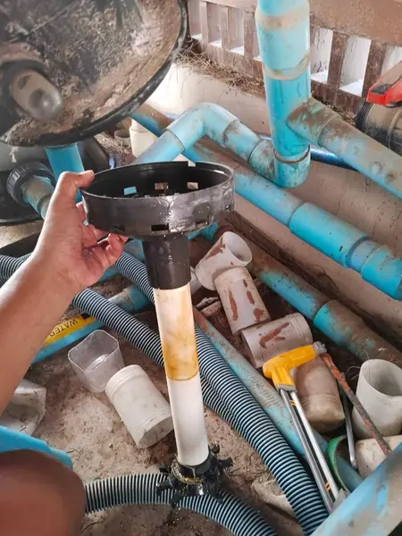 Beachfront Villa, Laguna — the filter internals taken out for inspection