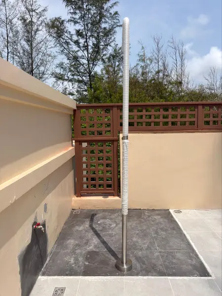 Beachfront Villa, Laguna — the new shower seen from the terrace