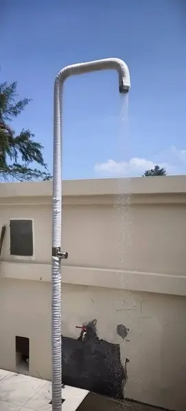 Beachfront Villa, Laguna — the new outdoor shower on its first test