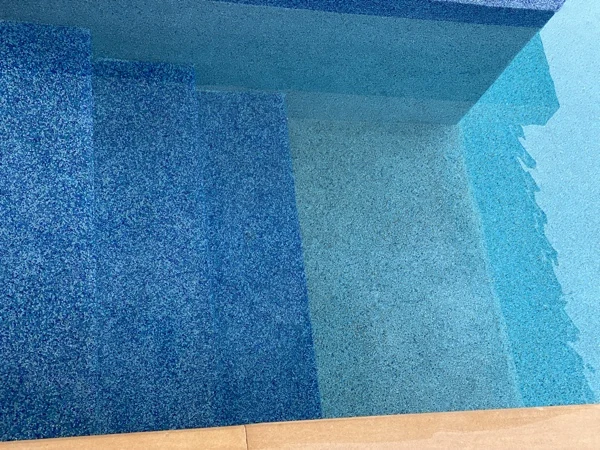 Private Residence, Chom Tawan — PebbleCrete Glass Andaman Blue on the step
