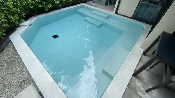 Dewa Resort pool villas — filling the pool after renovation
