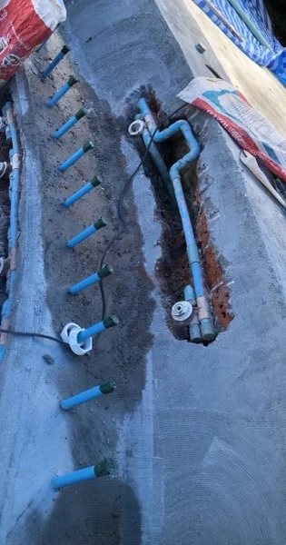 Five-Villa Lagoon — pipework made up for the new pool system