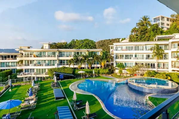 Karon Butterfly Condominium — the condominium and its pool from above