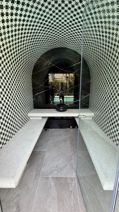 Private Villa, Laguna — the finished seats inside the steam room