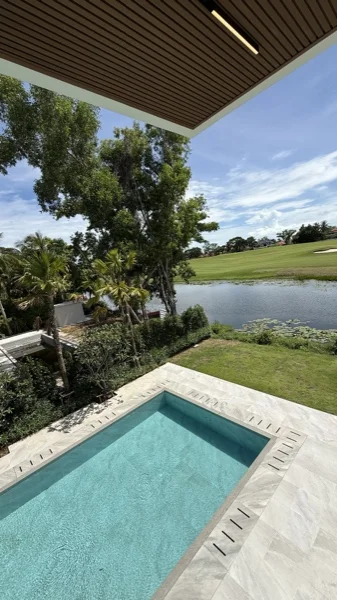 Private Villa, Laguna — the pool from under the eaves