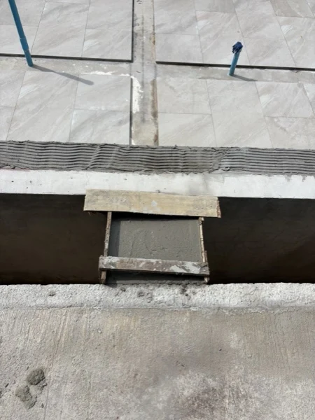 Private Villa, Laguna — adhesive combed out along the coping
