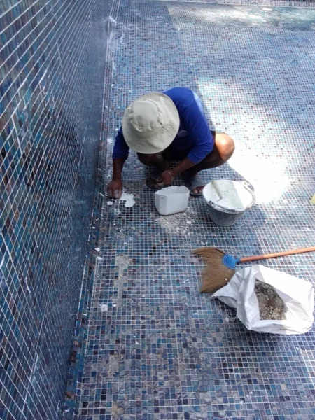 Mai Khao Dream Villa Resort — grouting the mosaic