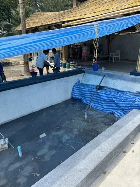 NY Beach Club — tarpaulins over the shell