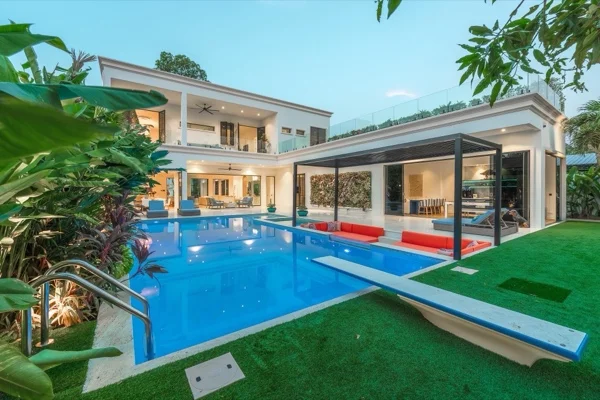 Private Residence, Laguna — the pool and the garden in the evening