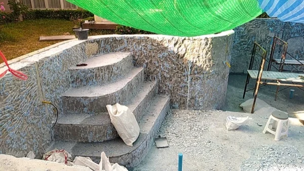 The old entry steps taken down to the structure during the strip-out