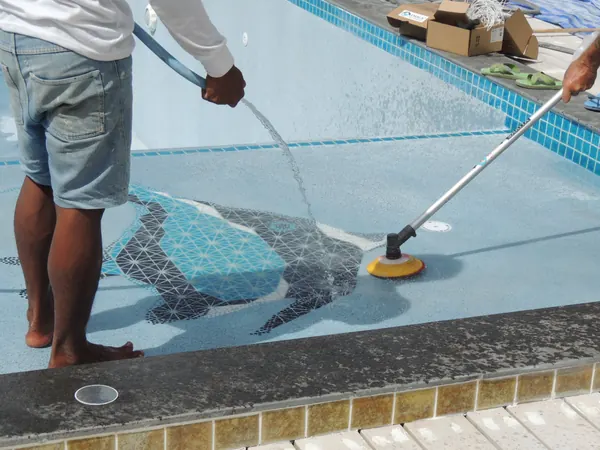 Private Villa, Koh Phangan — polishing around the mosaic fish