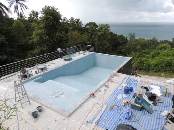 Private Villa, Koh Phangan — washing the surface after installation