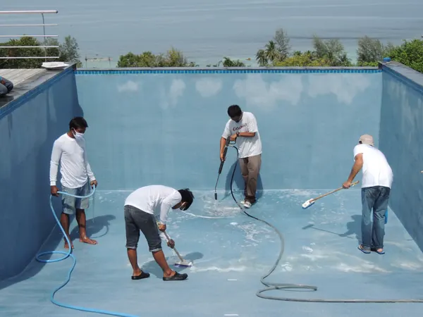 Private Villa, Koh Phangan — washing down the finished surface