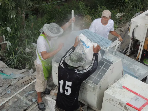 Private Villa, Koh Phangan — loading PebbleCrete into the mixer