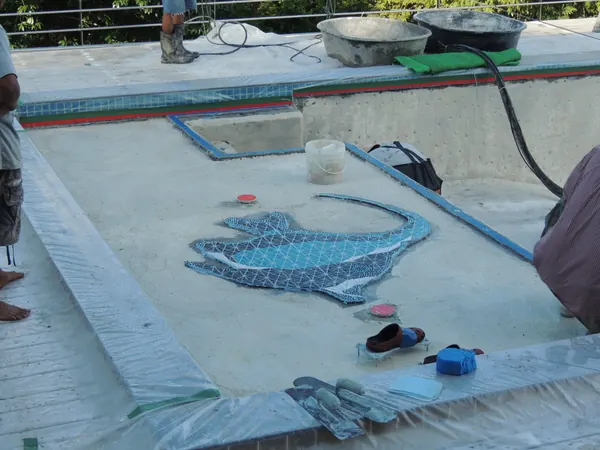 Private Villa, Koh Phangan — the mosaic fish masked before application