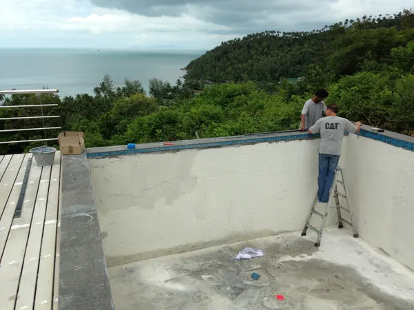 Private Villa, Koh Phangan — the bare pool shell before work