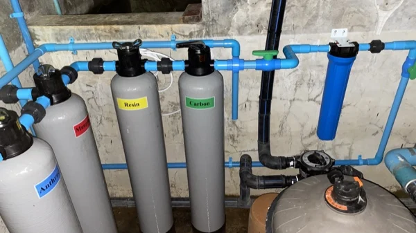 Banyan Tree Villa — water treatment vessels: carbon, resin and manganese