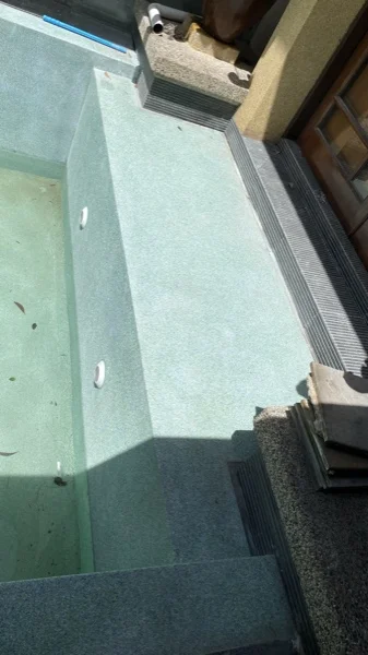 Banyan Tree Villa — the pool shallow ledge before filling