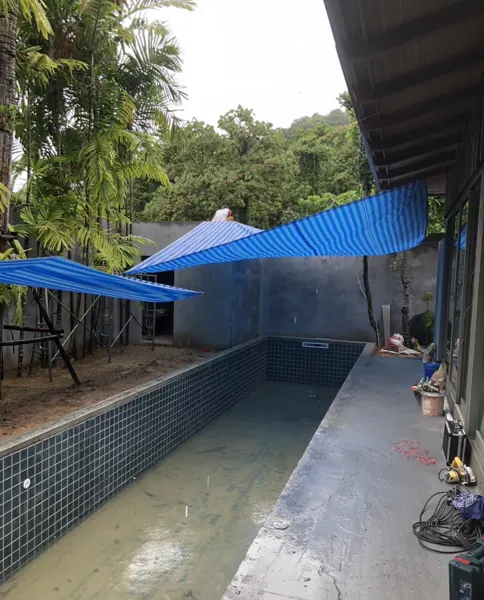 Private Villa, Layan — the pool edge before the work