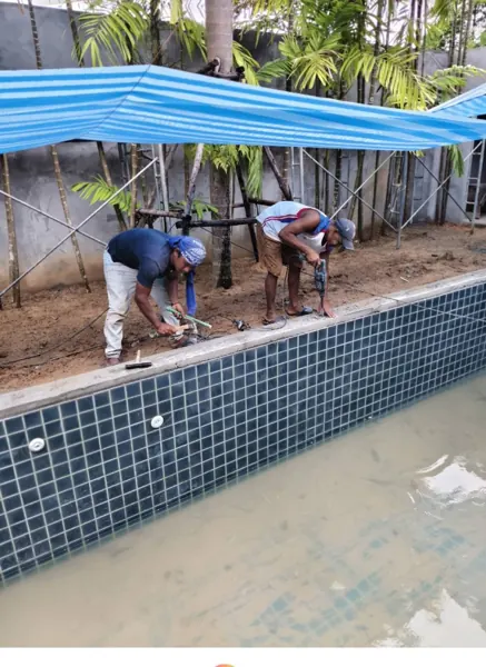 Private Villa, Layan — work along the pool edge