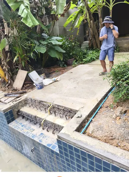 Private Villa, Layan — the steps and the edge during the work