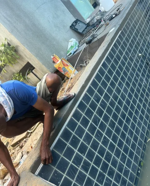 Private Villa, Layan — working on the coping line