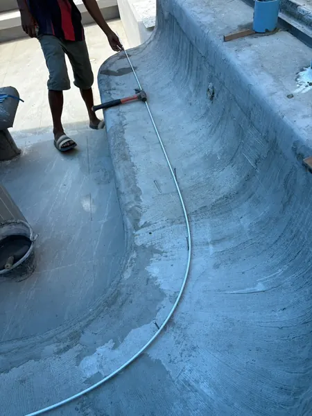 Private Villa, Layan Beachfront — laying the curved spacer into the lounger