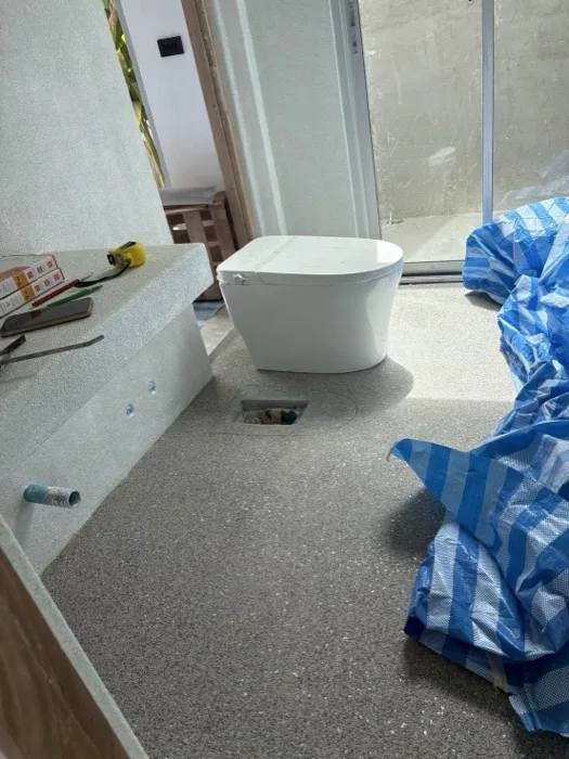 Private Villa, Nai Yang — Atoll Pearl — the bathroom floor and the vanity top in the same aggregate
