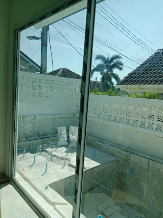 Private Villa, Nai Yang — Atoll Pearl — the pool under construction, seen from inside the house