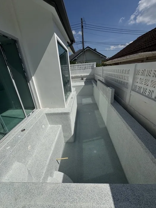 Private Villa, Nai Yang — Atoll Pearl — the pool from the house, the screen wall beyond
