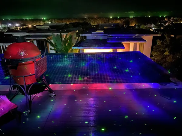 Private Villa, Naithon Beach — projected light across the water and the deck, before the renovation
