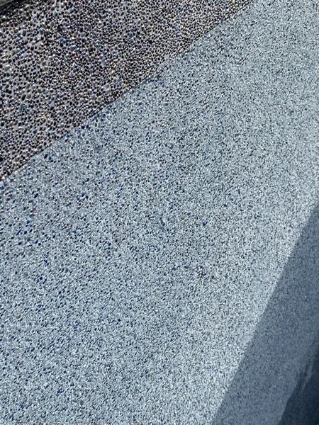 The Royal Blue finish photographed dry on the pool wall before the pool was filled