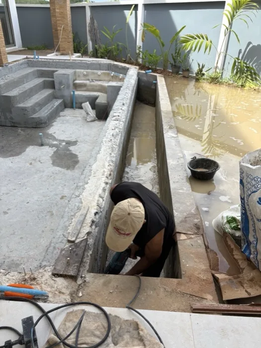 Private Villa, Pasak — working in the channel beside the surge tank