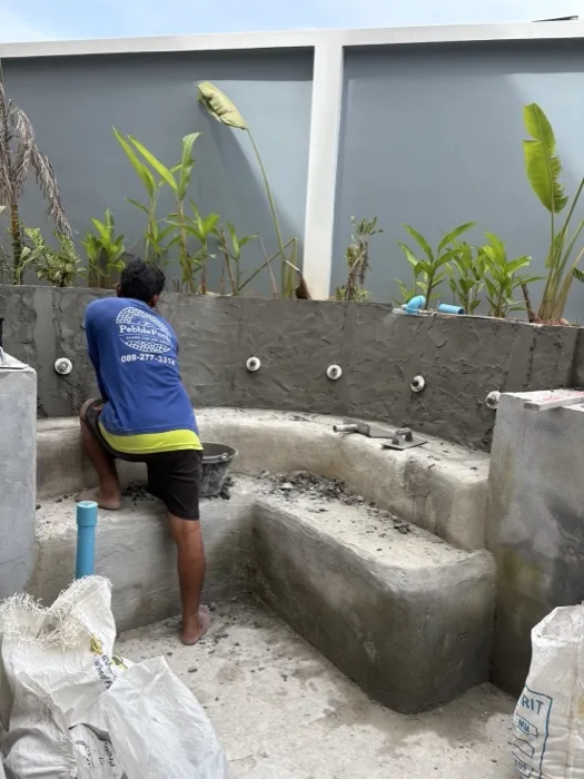 Private Villa, Pasak — working the curved seat inside the shell