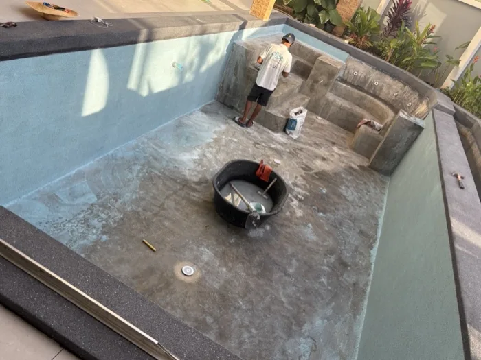 Private Villa, Pasak — working the Aquamarine onto the steps and the seat