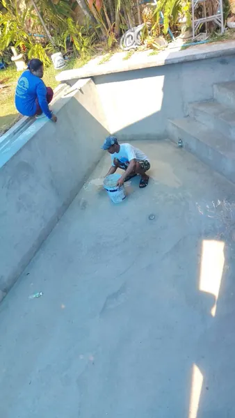 Private Villa, Pasak — Alaska Ice — applying the finish on the floor