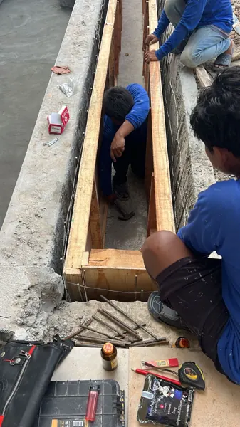 Private Villa, Pasak — formwork for the new tank cast inside the old surge tank