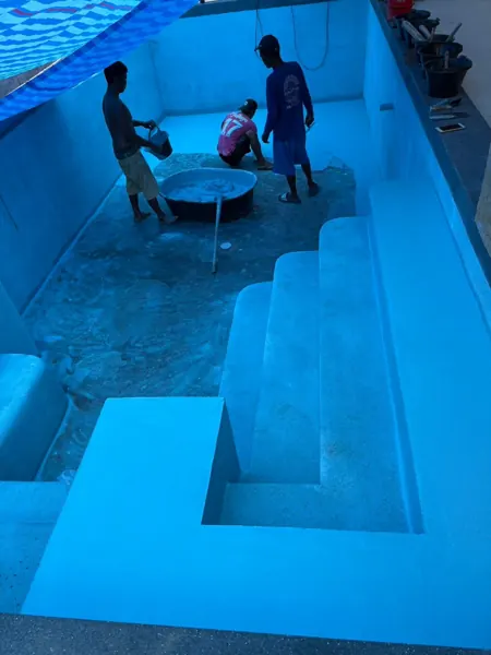 Private Villa, Pasak — finishing the floor, with the steps done