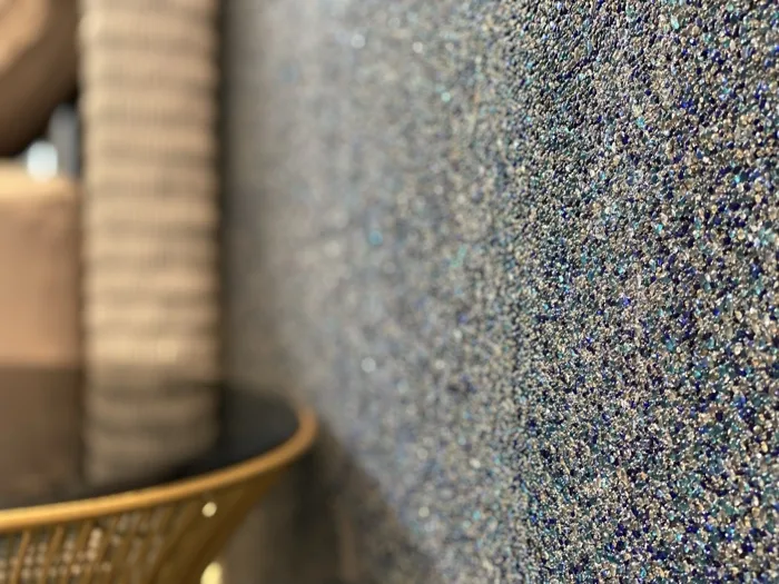 Private Villa, Nai Yang — the wall of Aurora Pearl glass beads, close up