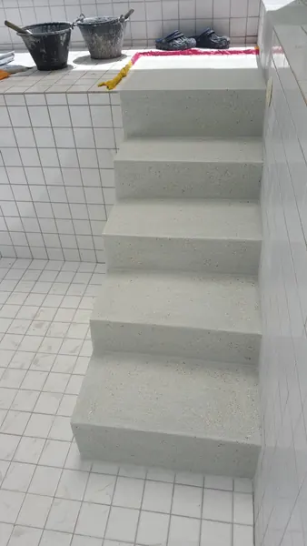 Private Villa — New Pool Steps — the finished steps from above