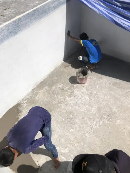 Sunset Garden Villa, Rawai — applying the finish on the floor