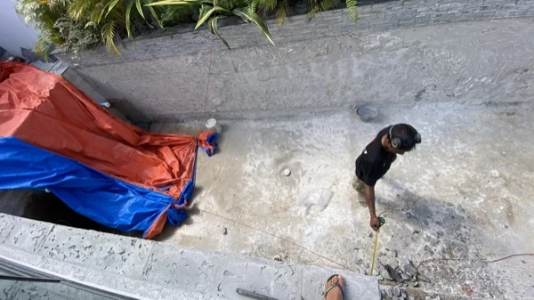 Private Villa, Phuket — the pool emptied and the old surface broken out